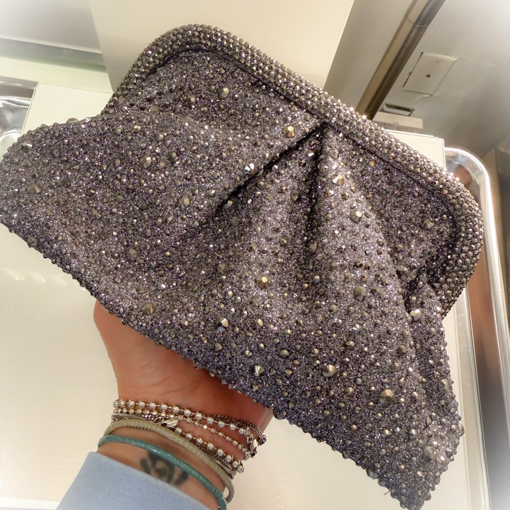 Fabulous Gun Metal Stone Clutch